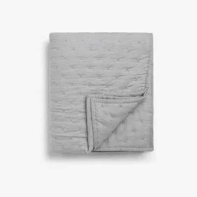 John Lewis John Lewis & Partners Chambray Stripe Quilted Bedspread, Blue