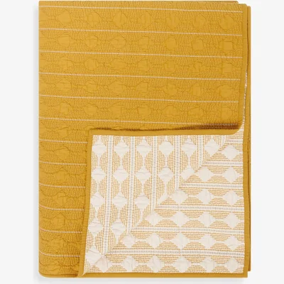 John Lewis John Lewis Nessa Stitch Reversible Bedspread, Ochre