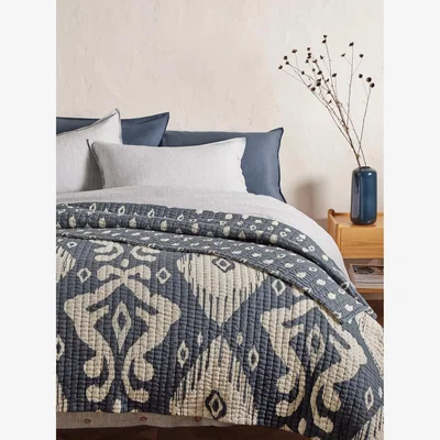 John Lewis John Lewis Ikat Reversible Quilted Bedspread, Black/Cream