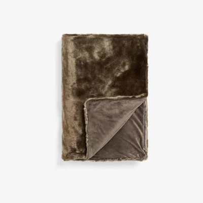 John Lewis John Lewis & Partners Faux Fur Throw, Brown