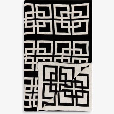John Lewis John Lewis Chain Geo Knitted Throw, Black