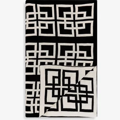 John Lewis John Lewis Chain Geo Knitted Throw, Black