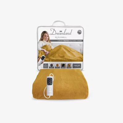 John Lewis Dreamland 16820 Heated Throw Blanket, Mustard