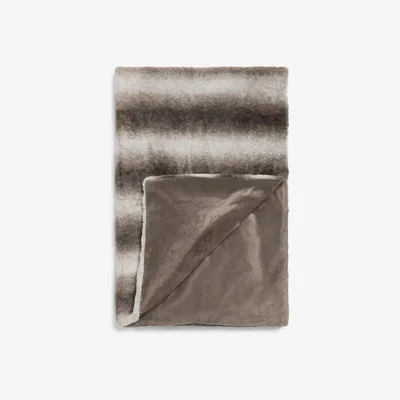 John Lewis John Lewis & Partners Stripe Faux Fur Fleece Throw, Brown