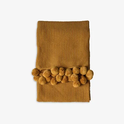 John Lewis Gallery Direct Moss Stitch Pom Pom Throw