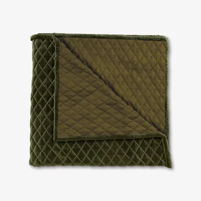 John Lewis Bedeck of Belfast Clarence Quilted Velvet Throw, Light Green