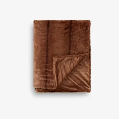 John Lewis John Lewis & Partners Faux Fur Throw, Natural Stripe