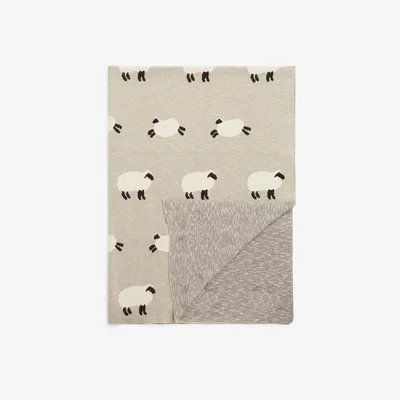 John Lewis John Lewis & Partners Christmas Sheep Throw, Ecru