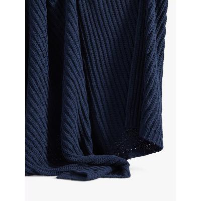 John Lewis west elm Chenille Rib Throw, Dark Nightshade