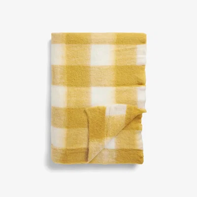 John Lewis John Lewis Mohair Effect Check Throw, Mustard