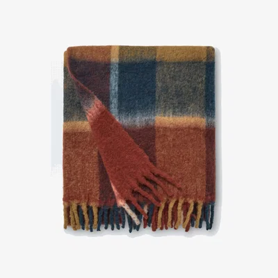 John Lewis John Lewis Mohair Effect Bold Autumn Check Throw, Burgundy