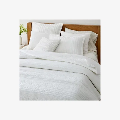 John Lewis west elm European Linen Quilted Bedspread, White