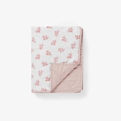 John Lewis John Lewis & Partners Ditsy Floral Quilted Bedspread, Pale Pink