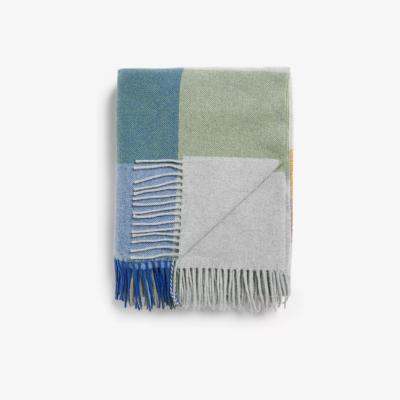 John Lewis John Lewis Tonal Wool Check Throw, Blue