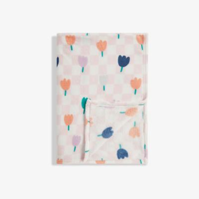 John Lewis John Lewis ANYDAY Tulip Check Fleece Blanket, 120 x 120cm