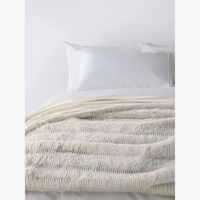 John Lewis John Lewis Faux Fur Throw, Mocha