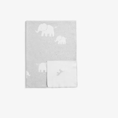 John Lewis John Lewis & Partners Safari Elephant Cotton Blanket, 100 x 75cm