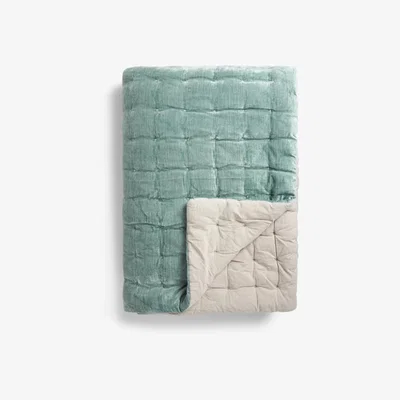 John Lewis John Lewis Reversible Velvet Quilted Bedspread, Sage/Grey