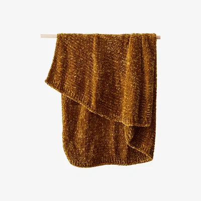John Lewis west elm Chunky Luxe Chenille Throw, Cumin
