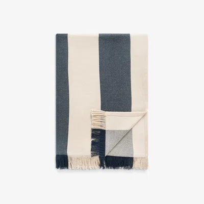 John Lewis John Lewis ANYDAY Block Stripe Cotton Throw, Dark Navy