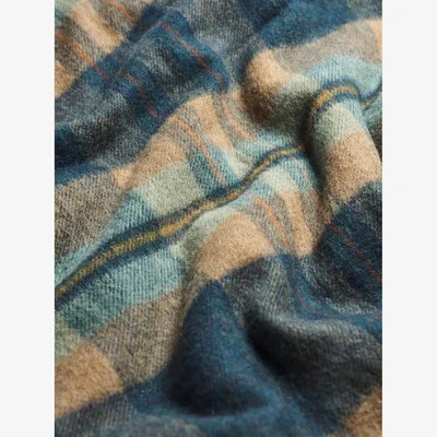 John Lewis Piglet in Bed Plaid Check Merino Wool Throw, Deep Teal