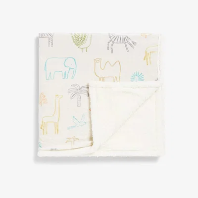 John Lewis Harlequin Into the Wild Sherpa Fleece Throw, Multi