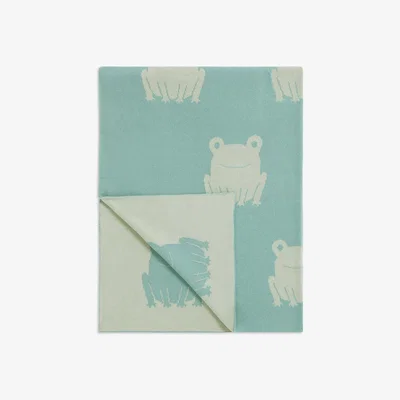 John Lewis John Lewis & Partners Jungle Frog Cotton Reversible Blanket, 100 x 75cm