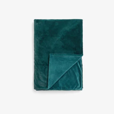 John Lewis John Lewis & Partners Faux Fur Throw, Teal