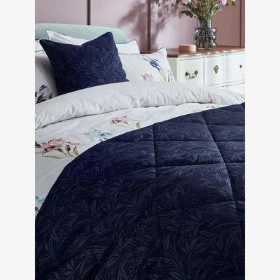John Lewis Laura Ashley Barley Quilted Bedspread, Navy