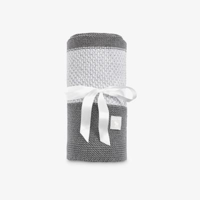 John Lewis The Little Tailor Knit Stripe Blanket, Charcoal