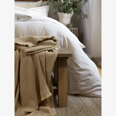John Lewis Christy Madeira Cotton Throw, Stone