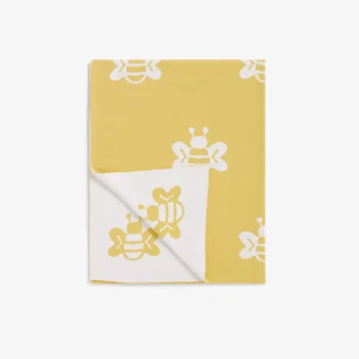 John Lewis John Lewis & Partners Oh My Darling Bee Cotton Reversible Blanket, 100 x 75cm