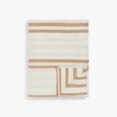 John Lewis John Lewis Cara Ticking Reversible Throw, Caramel