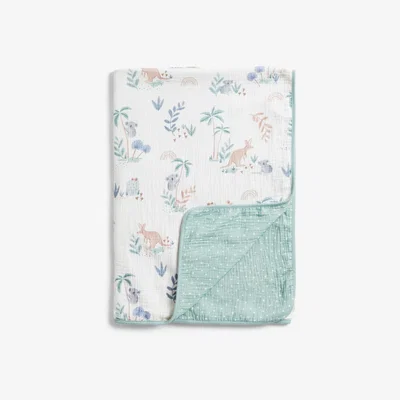 John Lewis John Lewis & Partners Kangaroo and Koala Muslin Blanket, 100 x 100cm
