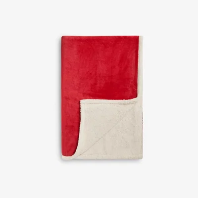 John Lewis John Lewis & Partners Sherpa Christmas Throw, Red / White