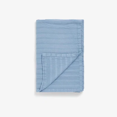 John Lewis John Lewis & Partners Flatweave Bedspread, Mid Blue