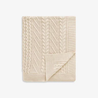 John Lewis John Lewis Cable Knit Cotton Throw, Cream