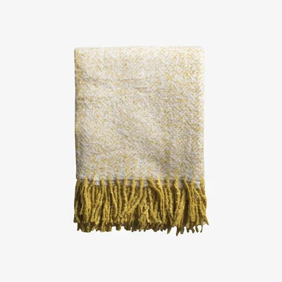 Knees Herringbone Mohair Throw - Ochre