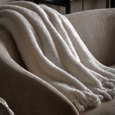 Knees Plain Fringe Teddy Throw - Natural