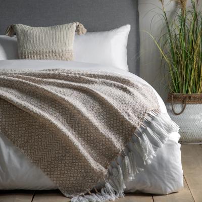 Knees Woven Wrapped Tassel Throw - Natural