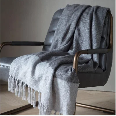 Knees Tonal Mohair Throw - Slate/Grey