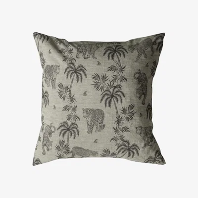 Knees Palm Leopard Cushion - Grey