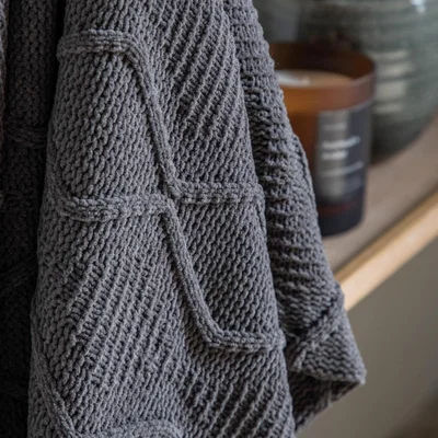 Knees Chenille Cable Throw - Grey