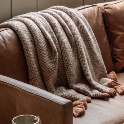 Knees Knitted Border Tassel Throw - Rust