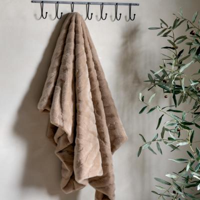 Knees Chevron Rabbit Faux Fur Throw - Mink