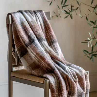 Knees Check Faux Mohair Throw - Natural
