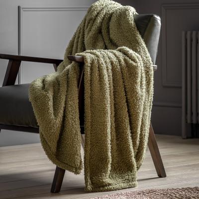 Knees Teddy Fleece Throw - Olive