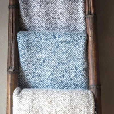 Knees Herringbone Mohair Throw - Ink