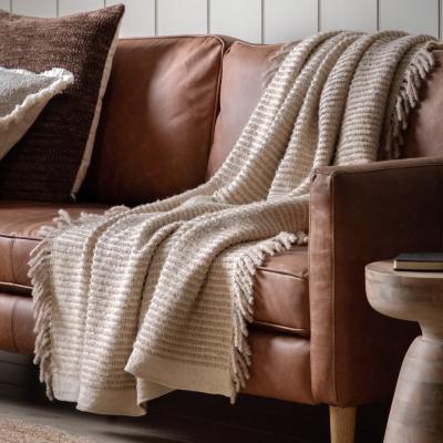 Knees Side Fringe Throw - Cream