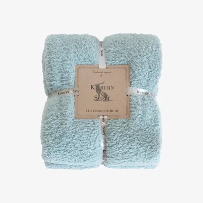 Knees Teddy Fleece Throw - Duck Egg